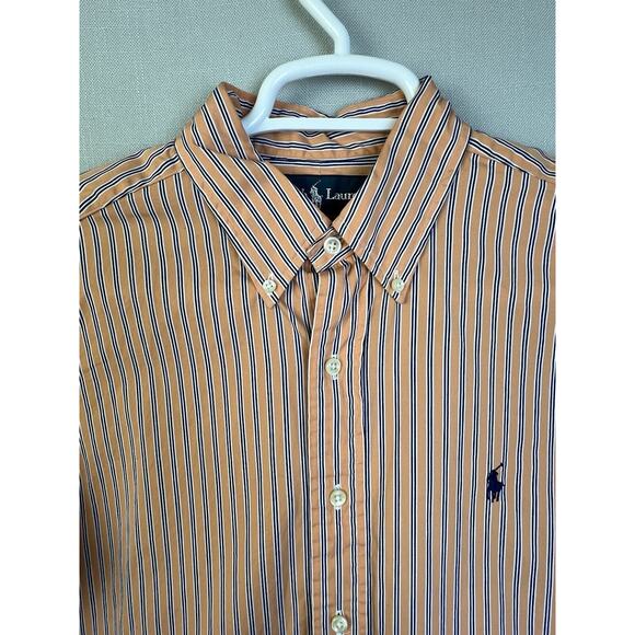 Ralph Lauren Classic Fit Button Down Shirt Men 15.5 34 / 35 Pink Stripe Preppy - Picture 1 of 10